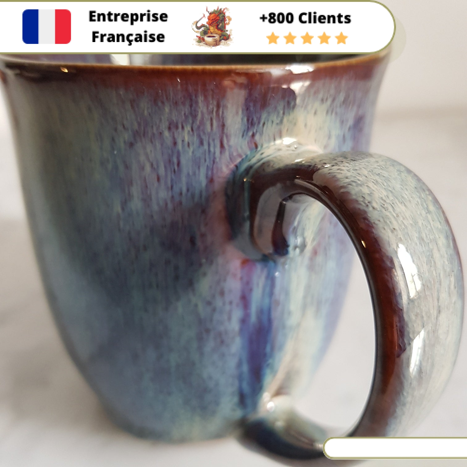 Mug en Céramique Émaillé Bleu 500ml