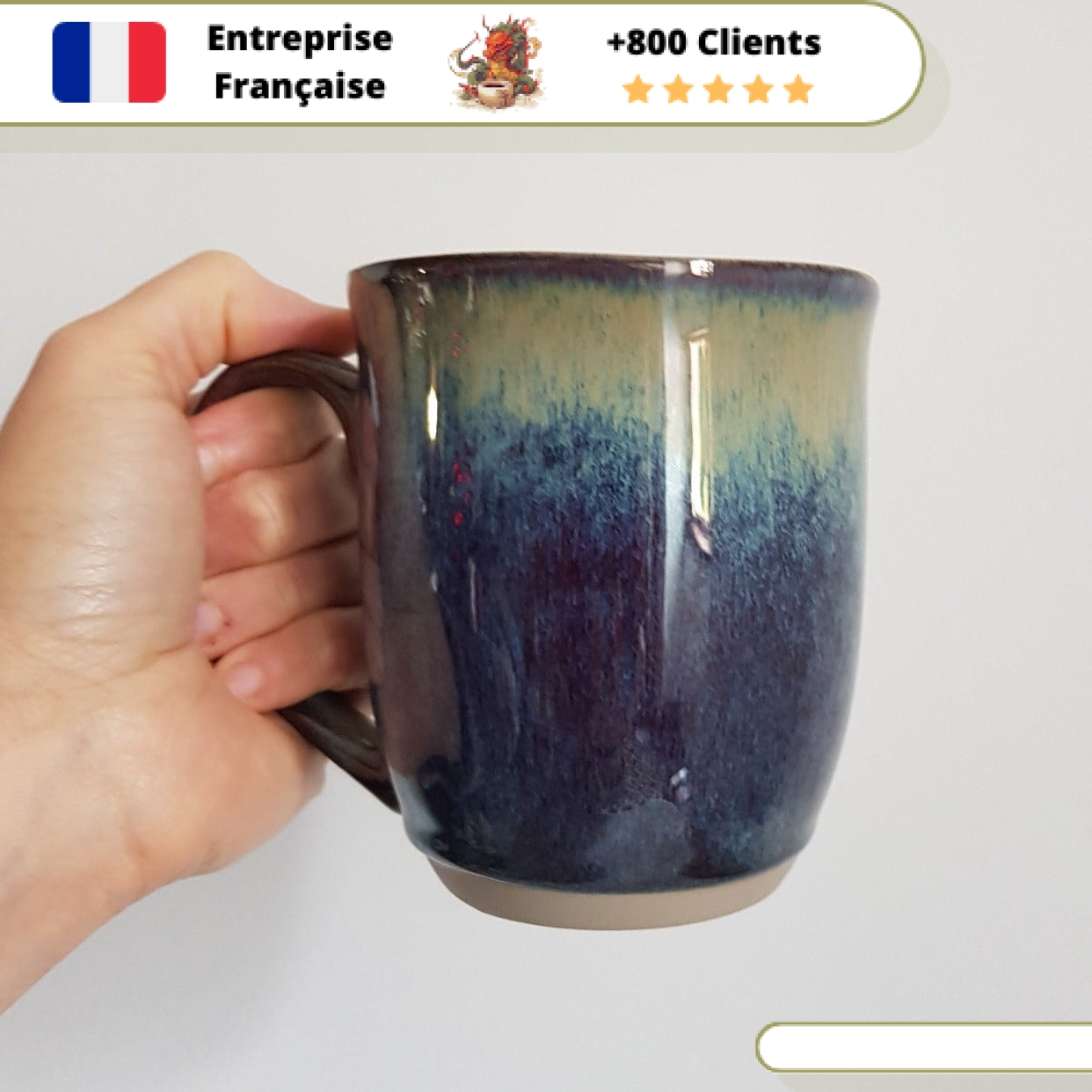 Mug en Céramique Émaillé Bleu 500ml