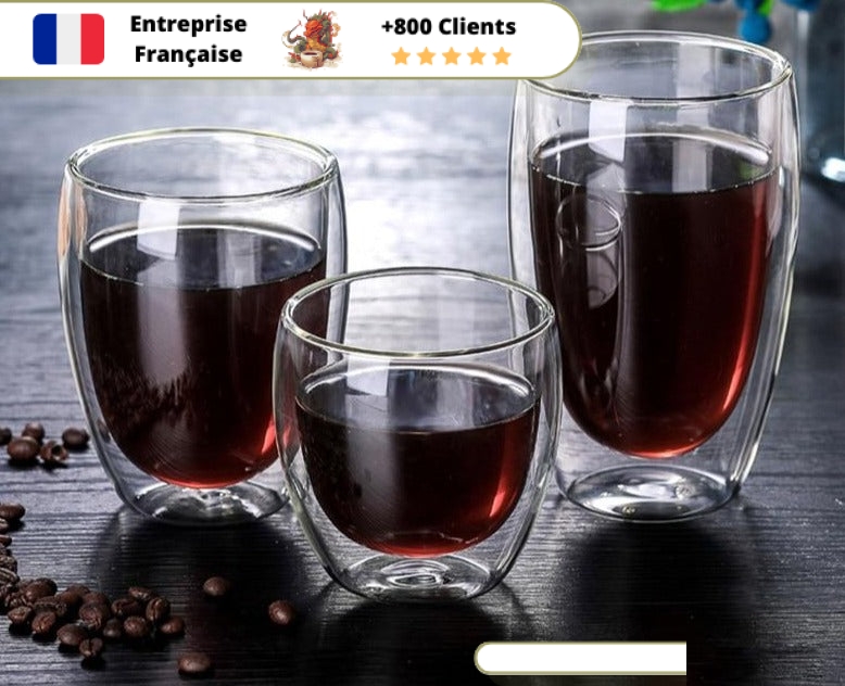 Tasse en verre à Double paroi, résistante à la chaleur, isolée, de 250ml,  pour le thé